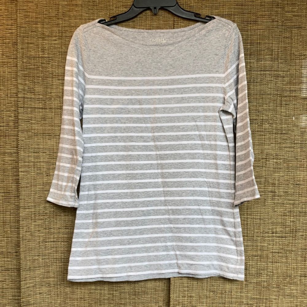 Cotton boatneck 3/4 sleeve tee shirt